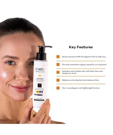 r vef e Aloe Vera Collagen Hyaluronic Zinc Oxide for oily and combination skin Sunscreen Cream Water Resistant Ultra-Violet Protection Broad Spectrum SPF 50 Face and Body Lotion 4.23 fl. Oz. - Buy Online on GoSupps.com