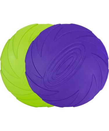 Vivifying Frisbee Dog - 2-Pack 15cm Natural Rubber Dog Frisbees for Land & Water (Green + Purple) - Ideal for Fun & Play - Buy Online on GoSupps.com