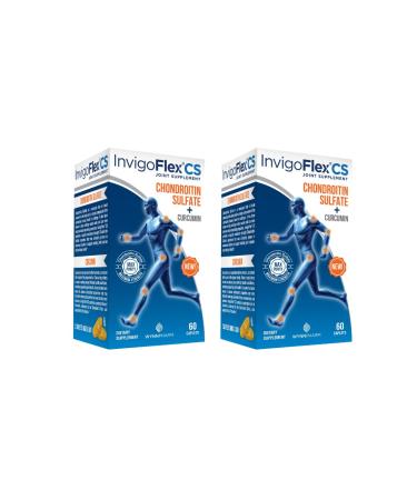 INVIGOFLEX Chondroitin Sulfate with Turmeric Curcumin Non GMO for Knee Hand Back & Hip Premium Joint Supplement CS - 2 Pack 60 Count (Pack of 2)