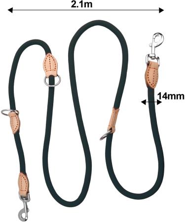 2m Nylon Dog Leash with 2 Carabiners - Durable Double Line Training Drag Line for Small Medium & Large Dogs - Perfect for Exercise & Control (Black) - Buy Online on GoSupps.com