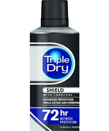 Triple Dry Men| Shield With Charcoal Anti-Perspirant Spray 150ml | 72-Hour Protection Against Excessive Sweating | Fights Odour | Triple Active Formula | Clinically Proven | Male one size Mens Charcoal Spray 150ml