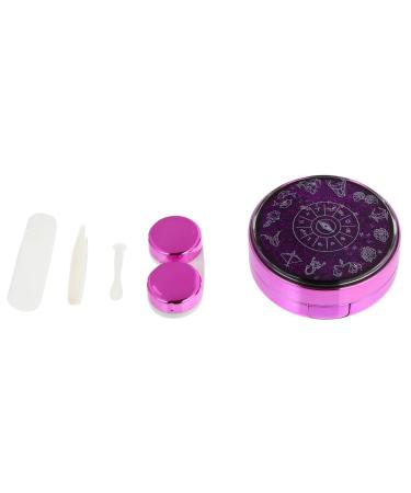 Exceart contact lens container portable lens container eye contact case contact case keeper travel case for contact lenses contact cases case invisible violet travel mirror box ABS purple