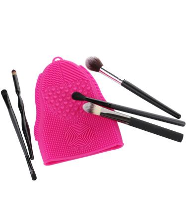 Buy Makeup Brush Cleaner Glove Mat - Silicone Cosmetic Scrubber for Face & Eye Brushes - Pink (Rose Red) - International Shipping Available - Buy Online on GoSupps.com