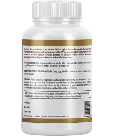 Yogic Secrets Turmeric Curcumin 1000mg with Black Pepper | 95% Curcuminoids Extract for Immune & Joint Support | 90 Capsules - Buy Online on GoSupps.com