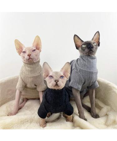 NELIT Sphynx Cat Clothes Cashmere Turtleneck Sweater Hairness Cat Clothes-black_S black S - Buy Online on GoSupps.com