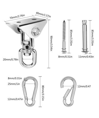 2 Pack Heavy Duty Swing Hangers - 1200 lb Capacity, Stainless Steel, 360 Rotate - for Swing Set, Hammock Chair, Yoga Swing - Buy Online on GoSupps.com