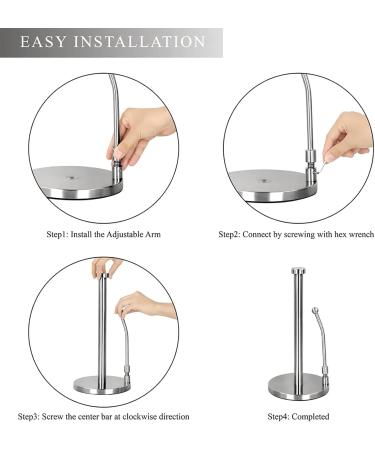 Paper Towel Holder Countertop Free Standing Toilet Paper Holder Stand with Non Slip Base Spring Arm Fit Most Size Paper Roll Stretched Freely for Bathroom Kitchen - Buy Online on GoSupps.com