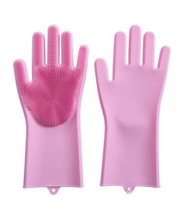 YUANstore Silicone Gloves Kitchen Cleaning Dishwashing Gloves Soft Scrubber Rubber Dish Washing Tools Kitchen Household Gadgets 1 Pair