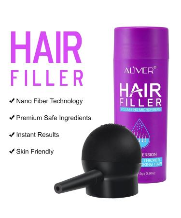 Professional Hair Fibers for Women - Instant Volume & Coverage | Keratin Hair Fiber Powder with Applicator for Thicker Fuller Hair (Black - 01) - Buy Online on GoSupps.com