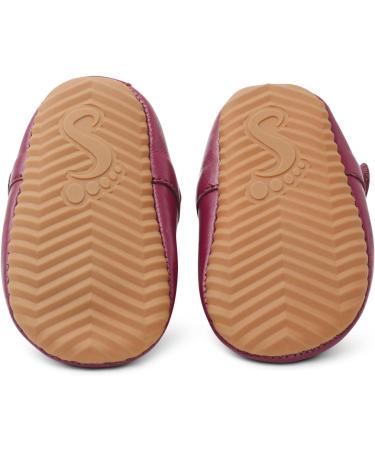 Dotty Fish Leather T-bar First Walking Shoes | Baby & Toddler Girls | Non-Slip | Child Size 3-7 UK | Plum T Bar - Buy Online on GoSupps.com