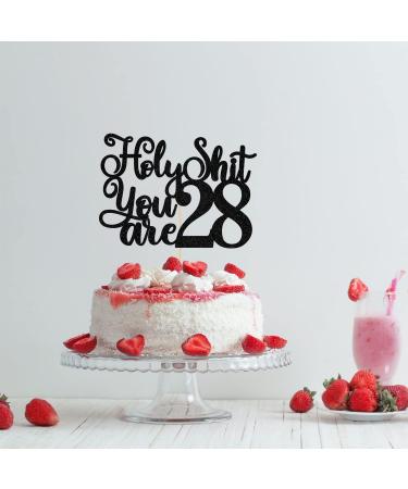 Happy 28th Birthday Cake Topper 28 & Fabulous Cheers to 28 Years Cake Decor Funny 28th Birthday Decorations Men Women Black Glitter - Buy Online on GoSupps.com