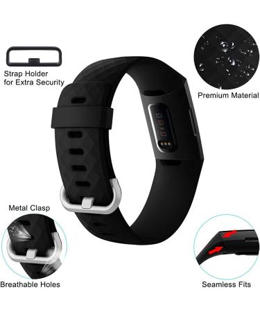 3 Pack Bands for Fitbit Charge 4/ Fitbit Charge 3/ Charge3 SE Silicone Fitness Sport Wristbands for Women Men Small Large black +navy blue+slate grey Small - Buy Online on GoSupps.com