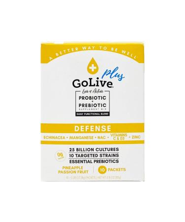GoLive Immune Defense Sugar-Free Synbiotic Powder with Prebiotics & Probiotics 25 Billion CFUs 10 Clinical Strains Supports Digestion Metabolism & Immunity 10 Servings