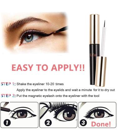 Magnetic Eyeliner and Lashes Kit Upgraded Eyeliner 3 Styles Magnetic Eyelashes with Waterproof Long-lasting Magnetic Liquid Eyeliner Non-toxic Long lasting Reusable GLUE FREE Cruelty Free Little Black - Buy Online on GoSupps.com