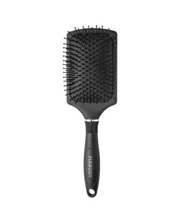 FIXBODY Paddle Brush with A Large Cushion  Smoothing Detangling Brush for Long Thick Hair  Both Wet & Dry - Black Mate Black_1Pcs