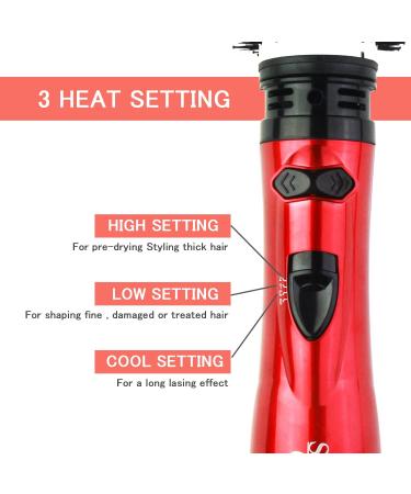 Hot Air Brush Styler & Dryer - 2-in-1 Rotating Hair Curler for Salon-Quality Curls at Home - Stylish Red Design - Buy Online on GoSupps.com