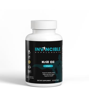 Invincible Supplements Krill Oil Softgels 500mg | Heart & Brain Support | Non-GMO 82.5mg EPA/DHA 200mg Astaxanthin Omega-3 Supplement