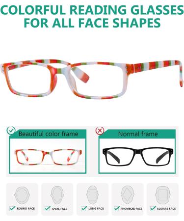 Eyekepper Women's Reading Glasses - Colorful Stripe Design +2.00 - Pack of 4 - Stylish and Comfortable - Buy Online on GoSupps.com