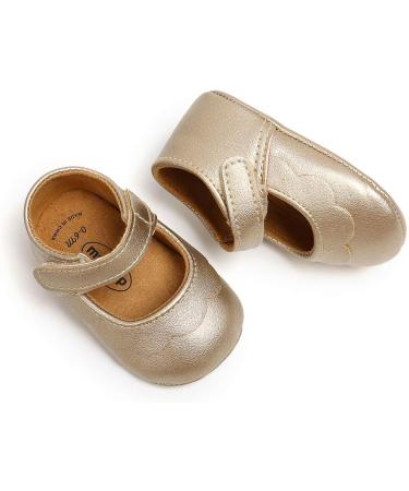 MASOCIO Baby Girl Mary Jane Shoes | Anti-Slip First Walking Shoes 6-12 Months | Gold - Buy Online on GoSupps.com