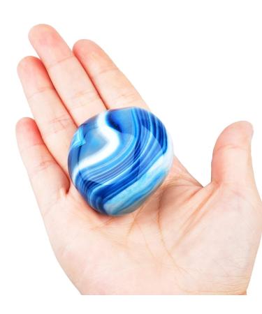June&Ann Blue Agate Palm Stone - Healing Gemstone for Meditation & Chakra Balancing - Buy Online on GoSupps.com
