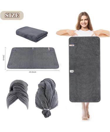 Sunland Microfiber Hair Towel for Women - Super Absorbent & Quick Drying Hair Turban Large 61x109cm in Gray - Buy Online on GoSupps.com