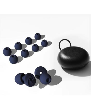 Midnight Blue Ear Plugs - 33dB Noise Reduction for Sleep Swimming & Work | Comfortable Reusable Silicone Earplugs with 8 Ear Tips for Maximum Hearing Protection - Buy Online on GoSupps.com