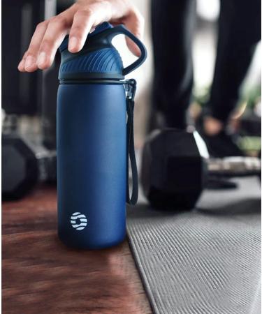 FJBOTTLE Stainless Steel Sports Drinking Bottle | 600ml BPA-Free Magnetic Lid Leak-Proof | Ideal for School Fitness and Outdoor Activities | Dark Blue - Buy Online on GoSupps.com
