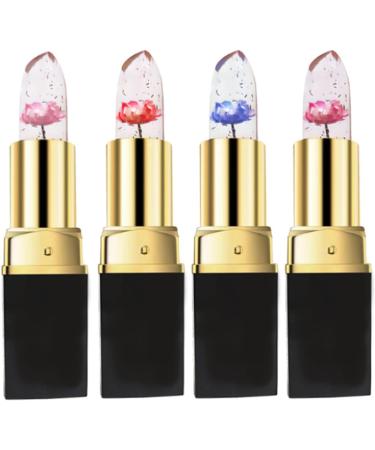 CHAKAE 4 Pack Jelly Flower Shape Color Changing Moisturizing Lipstick Long Lasting for Fashion Women - Buy Online on GoSupps.com