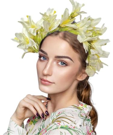 amangul Flower Headbands Women Bride Flower Crown For Wedding Party Supply Floral Garlands Crown Hair Wreath Floral Headbands(White) - Buy Online on GoSupps.com