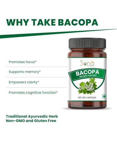 SONA Bacopa Capsule - 1000mg Veg Capsules 100 Count (Pack of 1) - Buy Online on GoSupps.com