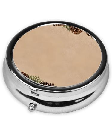 Pine Cone Mini Round Pill Box | 3 Compartment Pill Organizer for Travel & Home - Buy Online on GoSupps.com