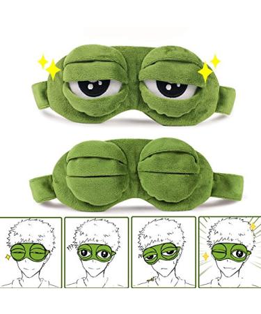 Unisex Creative Travel Sleep Eye Mask Cartoon Frog Filled Hood Eyeshade Cover Blinder Office School Blindfold