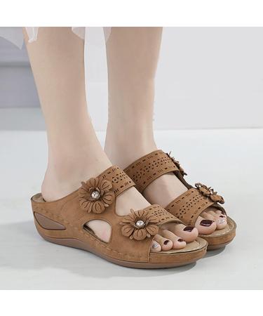 JWSVBF Orthotic Sandals for Women - Vintage Beach Foot Massage Slippers - Comfortable Outdoor Slides for Bunion Relief and Orthopedic Support - 2023 Summer Fashion - Size 7 Wide - Buy Online on GoSupps.com