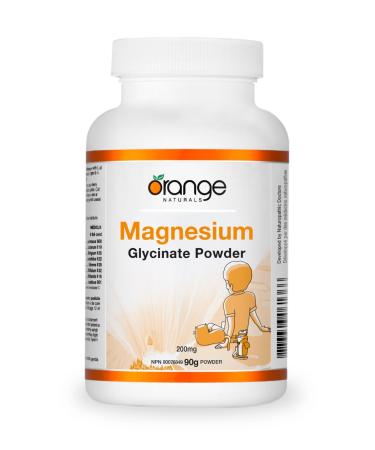 Orange Naturals - Magnesium Glycinate Powder 200mg 90g - Magnesium Bisglycinate Supplements for Men and Women - Relaxation Sleep Support Pressure Relief Healthy Bones Healthy Teeth & Muscle Function 90 g (Pack of 1) 200 mg