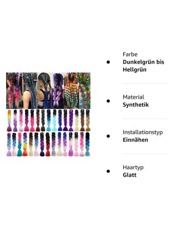 Ombre Jumbo Braiding Hair Extensions - Dark Green to Yellow-Green 24 Inch (300g | 3pcs) - Synthetic Braid Hair for International Shipping - Buy Online on GoSupps.com