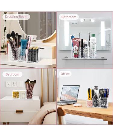 Ubetree Acrylic Makeup Organizer - 3 Compartment Cosmetic Storage for Eyeliners Lipsticks & Brushes - Transparent Vanity Holder for Bathroom & Office - Buy Online on GoSupps.com