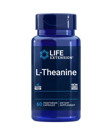 Life Extension L-Theanine 100mg Highly Dosed 60 Vegan Capsules Gluten Free Vegetarian Non-Soy Non-GMO
