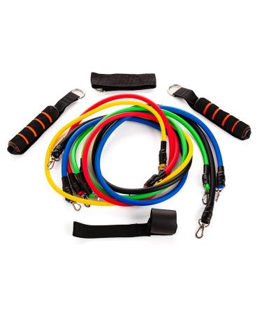 Endless EL1043 Toning Tubes Set of 5 with Different Resistance Levels | Multi Color | Material : Natural Latex | with Door Anchor Handles Waterproof Carry Bag Leg Ankle Straps for Men and Women
