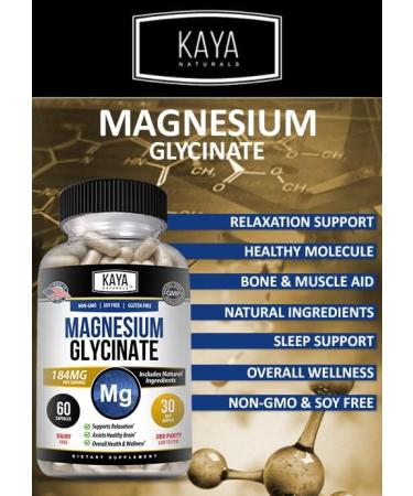 Magnesium Glycinate 184mg Capsules - Chelated for Maximum Absorption - Non-GMO, Gluten-Free - Supports Muscle, Joint, and Heart Health - 60 Veggie Caps - Buy Online on GoSupps.com