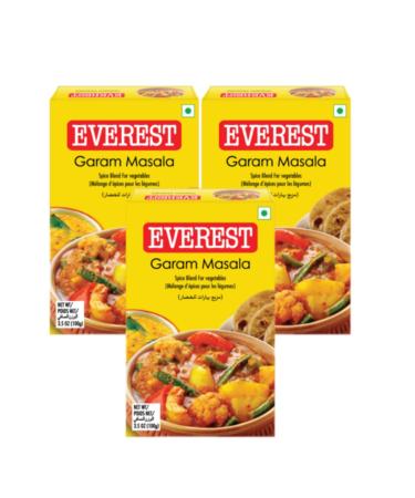 Everest Various Seasoning Masala Powder - A Mixture of Spices Adds Taste - Aromatic & Enhances the flavor of the meal - Simplifies & Speeds Up The Cooking Process (Garam Masala 100g Pack of 3)