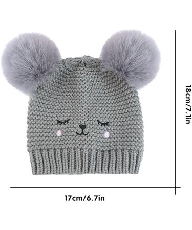 XYIYI Baby Kids Winter Warm Knit Hat with Crochet Fur Pom Beanie Cap - Bear Grey | 6-24 Months Boys Girls - Buy Online on GoSupps.com