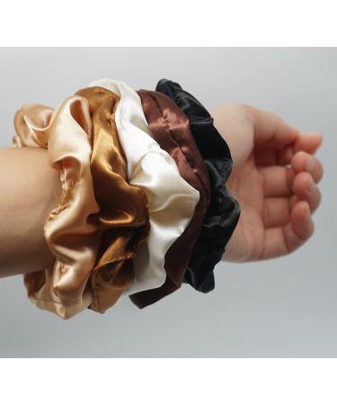 Unifinds Small Satin Scrunchies Pack - 5pc Hair Ties Set for Women, Girls, Kids - Black/Brown/Beige Colors - Elastic Hair Bands for Ponytail - Scrunchie Accessories - Buy Online on GoSupps.com