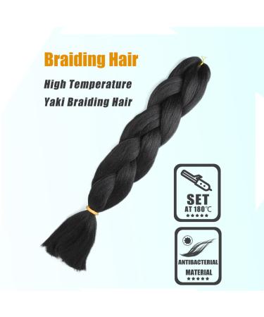 Cerisun 24 Kanekalon Jumbo Braid Hair Extensions - 3Pcs/Lot High Temp Synthetic Fiber for Box Braids in 1B (3Packs/Lot) - Buy Online on GoSupps.com