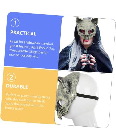 Homsfou Halloween Mask - Cat Skull Half Face Costume with Ears | 3D PU Party Props for Cosplay - Buy Online on GoSupps.com