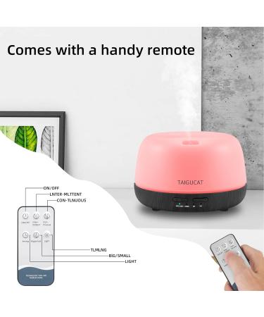 TAIGUCAT Mini Essential Oil Diffuser 300ml with Remote Control | Aromatherapy Electric Air Diffuser | USB-C Power Cord | 7 LED Color Changing | Deep Wood Grain | Ideal for Small Room and Bedroom - Buy Online on GoSupps.com