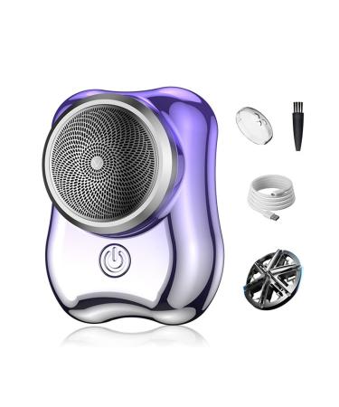 Mini Electric Shavers for Men Pocket Size Washable Electric Razor 6 Blades Portable Men's Electric Shavers Rechargeable Powerful Easy One-Button Suitable Car Travel (Gradient Purple)