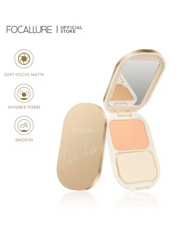 FOCALLURE Poreless Pressed Powder - Mineral Finishing Foundation, Ivory 101 | Matte Finish, Buildable Coverage | Controls Shine & Smooths Complexion - Buy Online on GoSupps.com