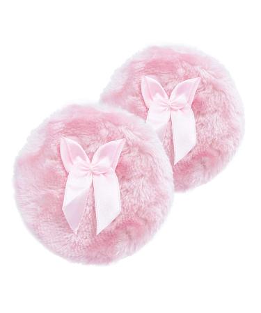 Large Fluffy Powder Puff Body Cosmetic Powder Puff Soft Face Body Powder Puff for Baby& Kid& Adult (4 Inch Pink)