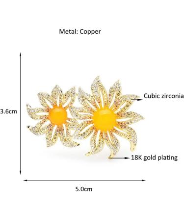 Pin Jewelry Gifts for Women Ladies Fashion Accessories Ladies Elegant Yellow Sunflower Brooch Classic Party Brooch Flower Shaped Brooch Brooches & Pins - Buy Online on GoSupps.com