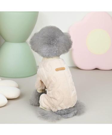 Izefia Fleece Dog Sweater | Warm Winter Pajama for Small & Medium Dogs | Twist Print Overall | Khaki - Buy Online on GoSupps.com